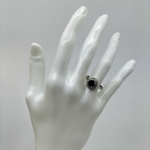 Genuine 1ct SAPPHIRE DIAMOND PLATINUM 900 White Gold Ring AUTHENTIC  US Sz 8.25 - Picture 8 of 9